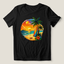 Tropical Surf Paradise Women’s Sunset T‑Shirt