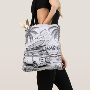 Tropical Surf Van Colouring  Tote Bag