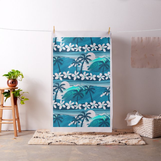 Tropical surf wave with palm trees fabric (In Situ)