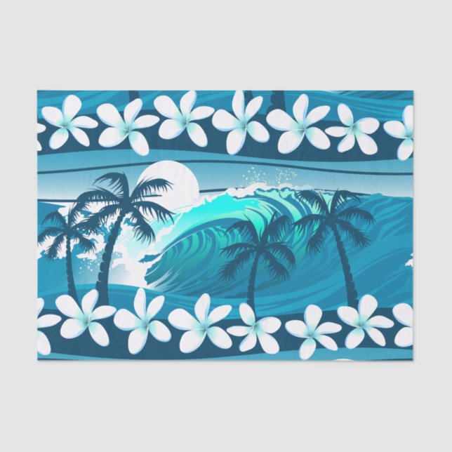Tropical surf wave with palm trees tissue paper (Front)