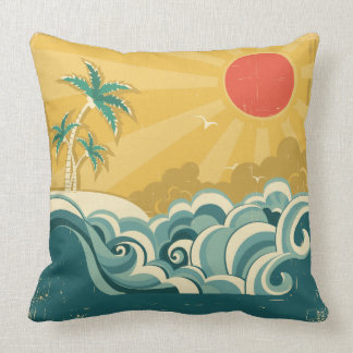 Tropical Surf Waves Pillow