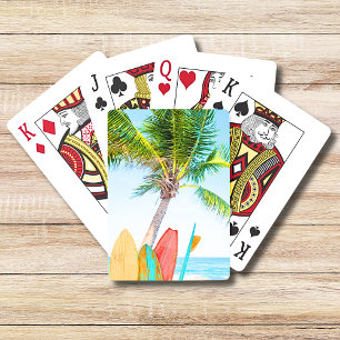 Tropical Surfboard Beach Playing Cards