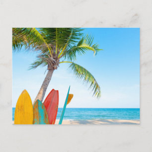 Tropical Surfboard Beach Postcard