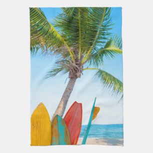 Tropical Surfboard Beach Tea Towel