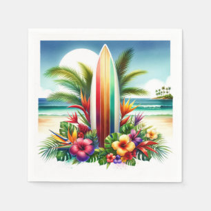 Tropical Surfboard The Big ONE 1st Birthday Party Napkin