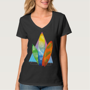 Tropical Surfboard Vaporwave Surfer Synthwave Surf T-Shirt