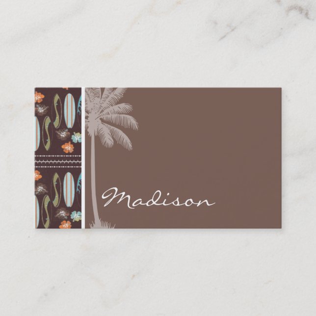 Tropical Surfboards & Hibiscus Business Card (Front)