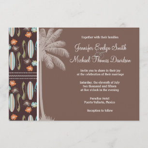 Tropical Surfboards & Hibiscus Invitation