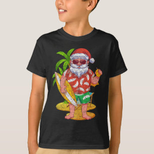 Tropical Surfer Santa Claus Hawaii Summer Christma T-Shirt
