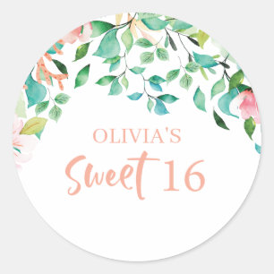 Tropical Sweet 16 Aloha Luau Birthday Classic Round Sticker