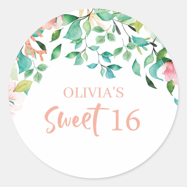 Tropical Sweet 16 Aloha Luau Birthday Classic Round Sticker (Front)