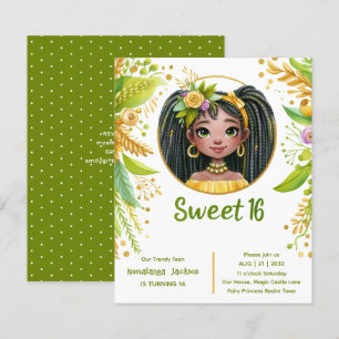 Tropical Sweet 16 Black Teenager Birthday Green