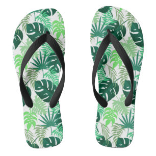 Tropical Swiss cheese plants (leaves) Flip Flops