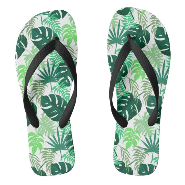Tropical Swiss cheese plants (leaves) Flip Flops (Footbed)