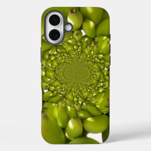Tropical Symmetry Green Banana Kaleidoscope Abst iPhone 16 Plus Case
