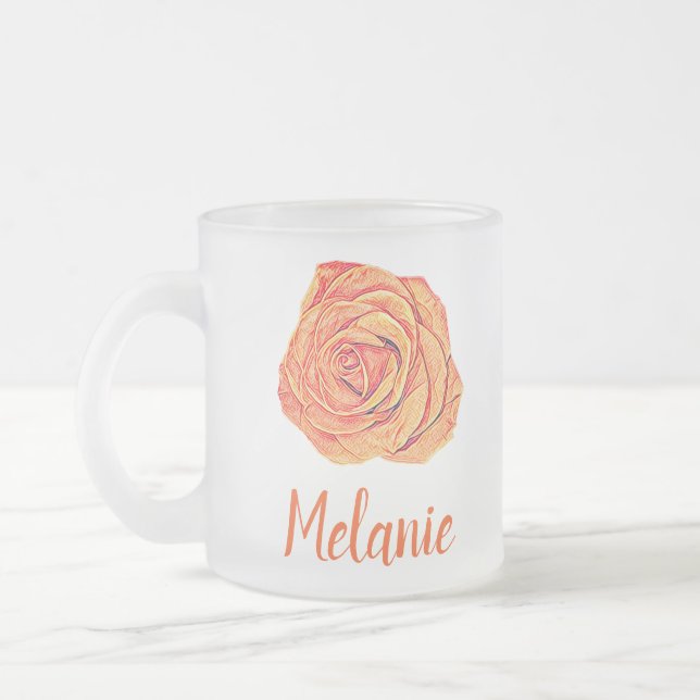 Tropical Tangerine Frosted Glass Coffee Mug (Left)