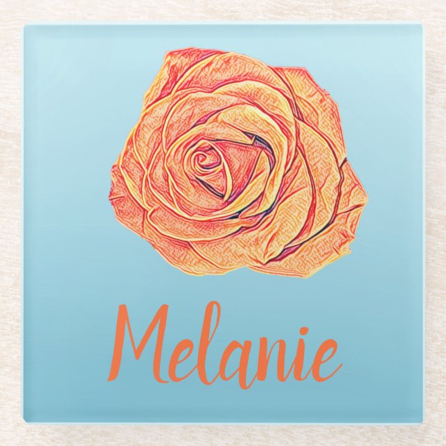 Tropical Tangerine Glass Coaster (Front)