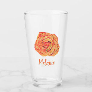 Tropical Tangerine Rose Glass