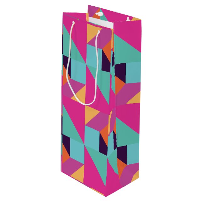 Tropical Tangram Pattern Wine Gift Bag (Front Angled)