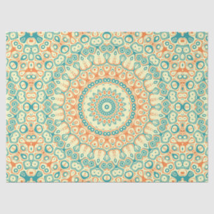 Tropical Teal and Orange Mandala Pattern Tissue Paper