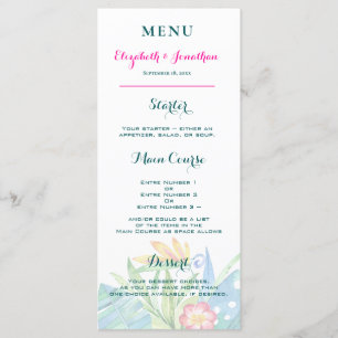 Tropical Teal Berry Pink Floral Chevron Wedding Programme