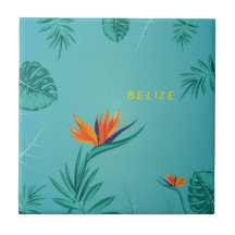 Tropical Teal Blue Green Palm Monogram Belise