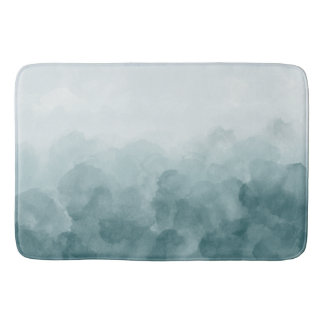 Tropical Teal Blue Watercolor Bath Mat