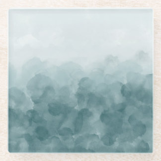 Tropical Teal Blue Watercolor Glass Coaster