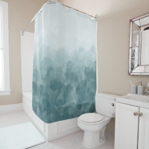 Tropical Teal Blue Watercolor Shower Curtain