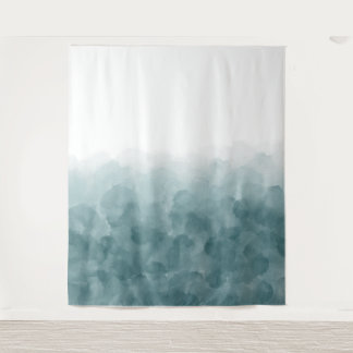 Tropical Teal Blue Watercolor Tapestry