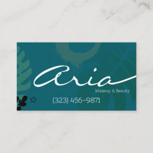 Tropical Teal Calligraphy Makeup Artist Business Card