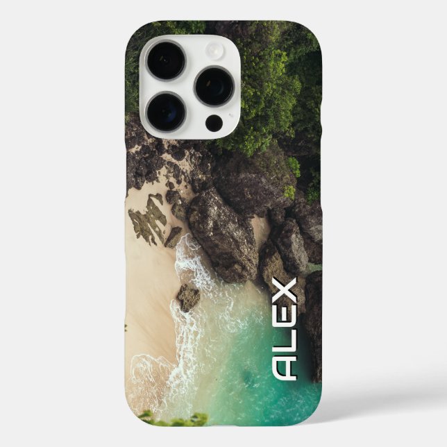 Tropical Teal Cove with Rock & Idyllic Beach Case-Mate iPhone Case (Back)