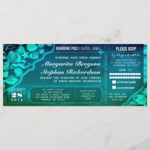 Tropical Teal Destination Wedding Tickets Invitation