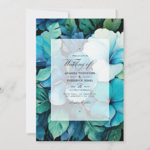 Tropical Teal Floral Wedding Invitation