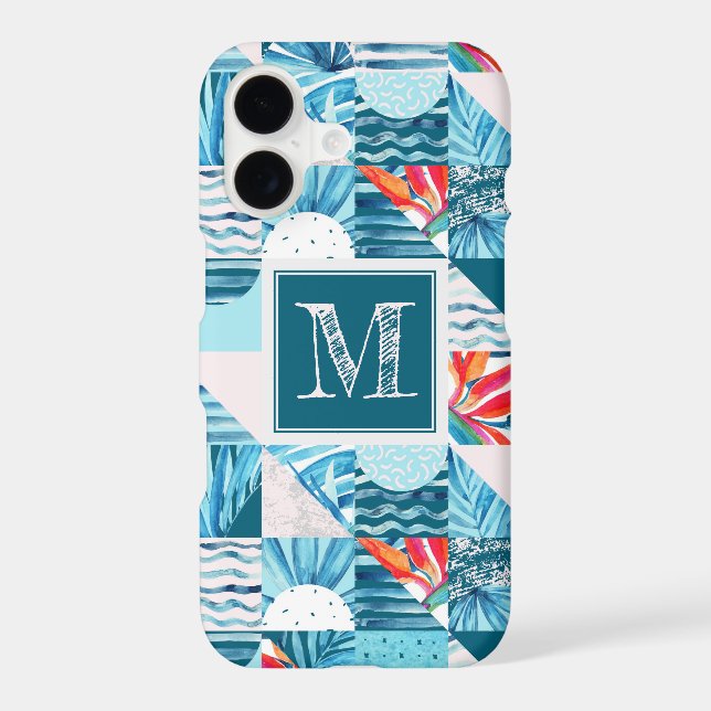 Tropical Teal Geometric Abstract Pattern (Back)