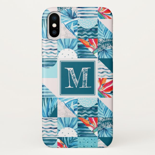Tropical Teal Geometric Abstract Pattern Case-Mate iPhone Case (Back)