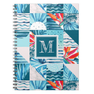 Tropical Teal Geometric Abstract Pattern Notebook