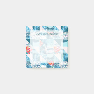 Tropical Teal Geometric Abstract Pattern Post-it Notes