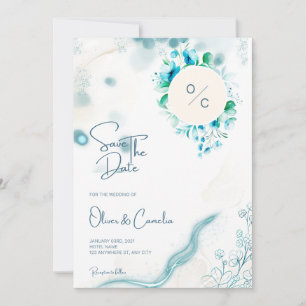Tropical Teal Invitation Ocean Beach Wedding Card