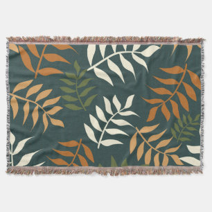 Tropical Teal Leaf Vector Pattern Throw Blanket