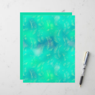 Tropical Teal Palm Leaves Gradient Scrapbook Paper