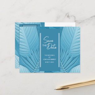 Tropical Teal Wedding Announcement Postcard
