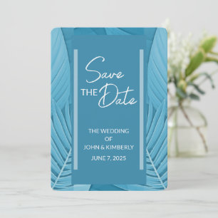 Tropical Teal Wedding Save The Date Photo Card