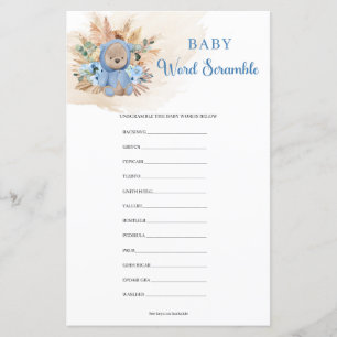 Tropical teddy bear dred palm Baby Word Scramble