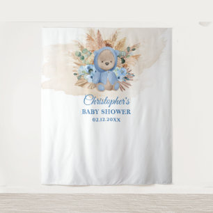 Tropical teddy bear pampas palm baby shower tapestry