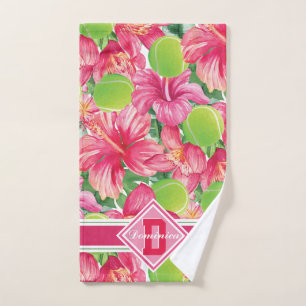 🌺🌴Tropical tennis with hibiscus, with name Hand Towel
