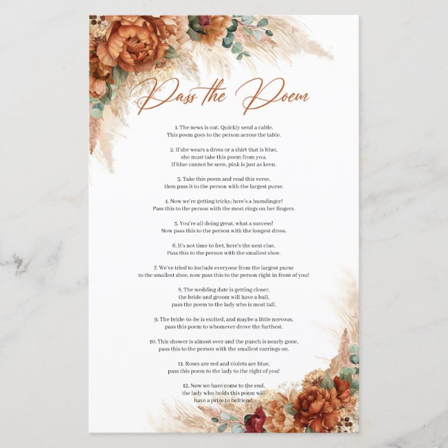 Tropical terracotta burnt orange Pass The Poem (Front)