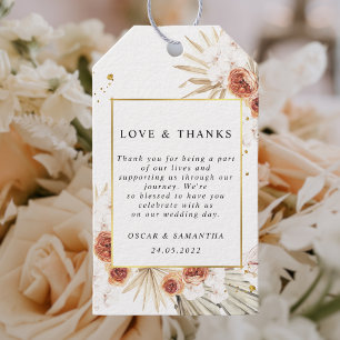 Tropical Terracotta Dried Palm Leaf Gold Frame Gift Tags