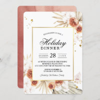 Tropical Terracotta Dried Palm Leaf Gold Frame