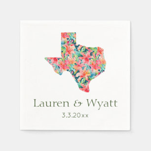 Tropical Texas Wedding Personalised Names & Date Napkin
